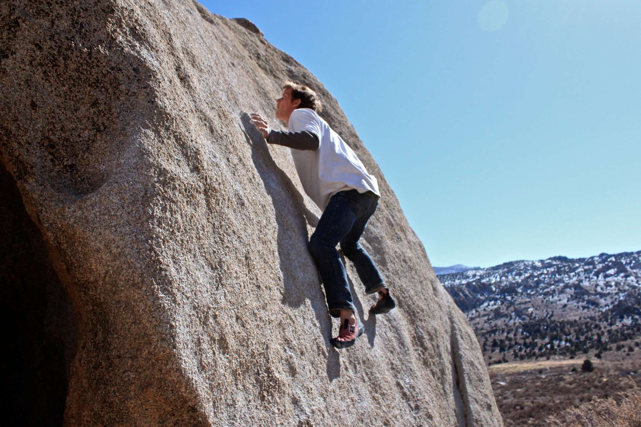 Cody, testing his balance on Robinson’s Rubber Tester (V0)